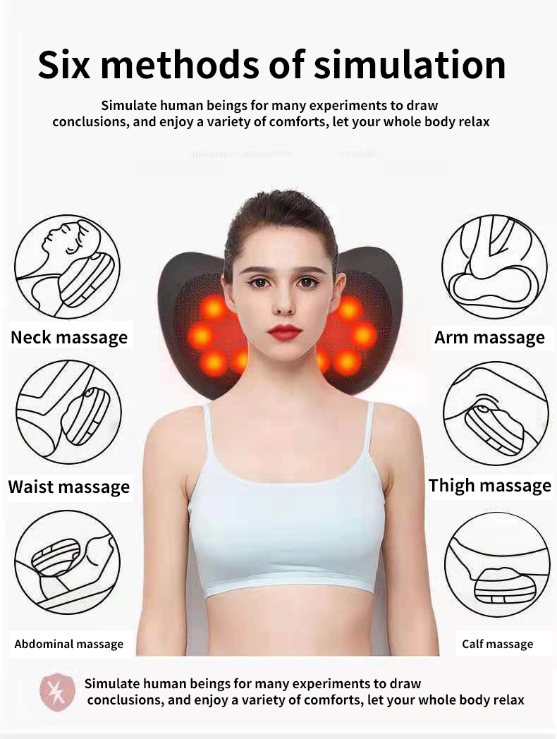 Neck Back Massage Pillow with Heat Deep Tissue Kneading Massage