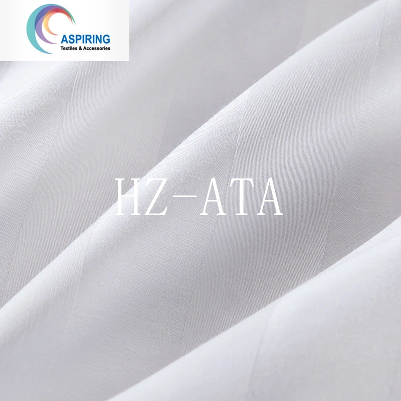 100% Cotton Stripe 3cm Sateen White Fabric for Hotel Bedding Bed Sheet Set